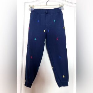 Boys Polo by Ralph Lauren Navy Fleece Joggers  Embroidered Ponies size 7